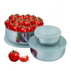 Conjunto 3 Potes Aço Inox Com Tampa